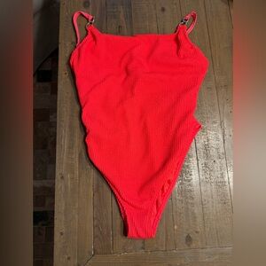 Lilly Pulitzer Bright Coral Ribbed One-Piece Swimsuit
